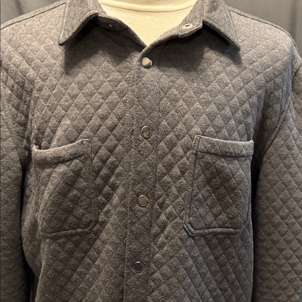Gray Quilted Button-Up Jacket - Picture 2 of 5